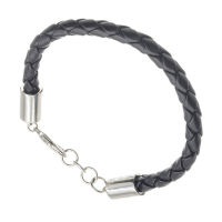 Lederarmband mit Edelstahlverschluss 2- Schwarz