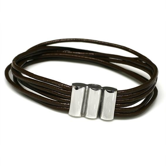 Lederarmband - Edelstahlverschluss 3 - Schwarz