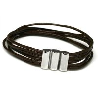 Lederarmband - Edelstahlverschluss 3 - Weiß