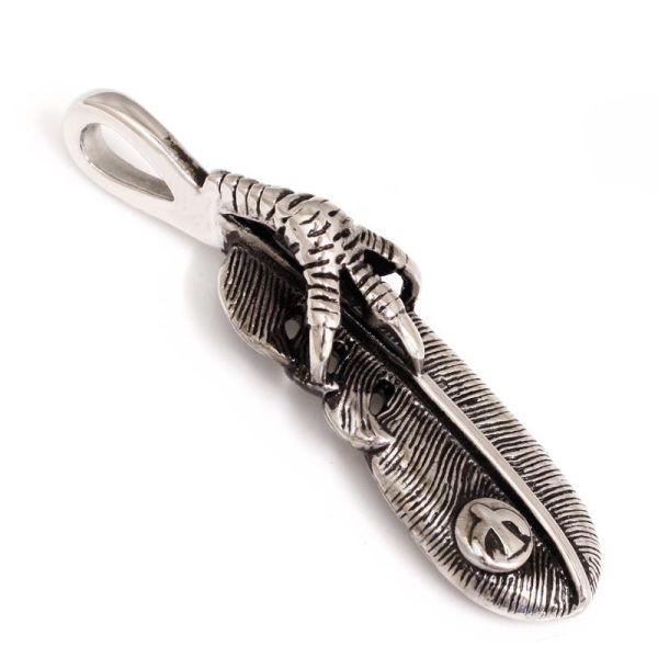 Edelstahlanhänger - Feder ca. 73 x 23 x 14 mm