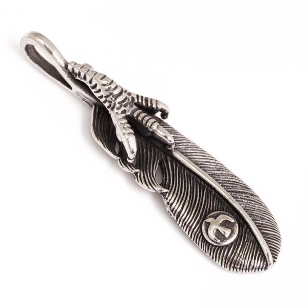 Edelstahlanhänger - Feder ca. 73 x 18 x 11 mm