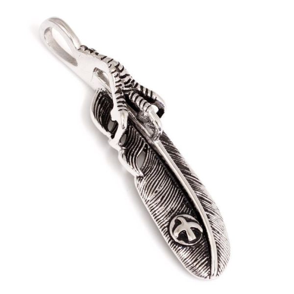 Edelstahlanhänger - Feder ca. 71 x 16 x 11 mm