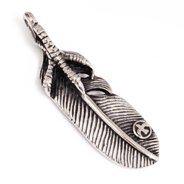 Edelstahlanhänger - Feder ca. 61 x 17 x 10 mm