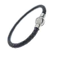 Leather bracelet with stainless steel magnetic clasp