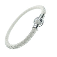 Leather bracelet with stainless steel magnetic clasp