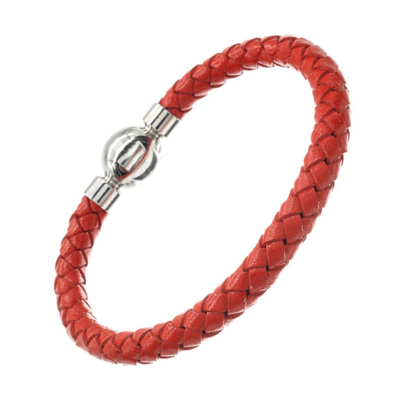 Leather bracelet with stainless steel magnetic clasp