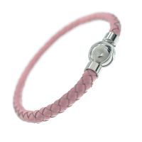 Leather bracelet with stainless steel magnetic clasp