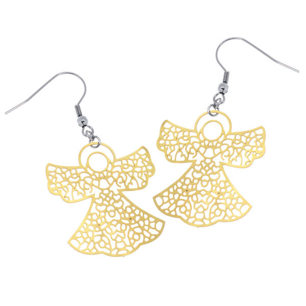 Edelstahlohrhänger - Engel, PVD-Gold