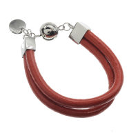 Lederarmband mit Edelstahlverschluss  -Rot