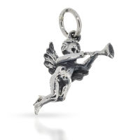 925 Sterling Silberanhänger - Engel mit Horn