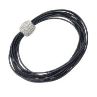 Lederband mit Magnetverschluss - 1 Glitzerkugel - Schwarz