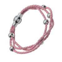 Lederarmband mit Edelstahlverschluss 5- Rosa