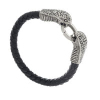 Lederarmband mit Edelstahlverschluss Schlangenkopf 21cm