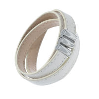 Lederarmband mit Edelstahlverschluss - Weiß