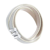 Lederarmband mit Edelstahlverschluss - Weiß
