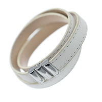 Lederarmband mit Edelstahlverschluss - Weiß