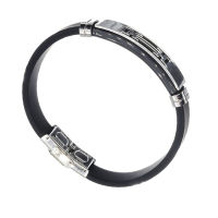 Vinyl-Edelstahlarmband - Fantasysymbol - Bicolor (Stahl/PVD-Schwarz)