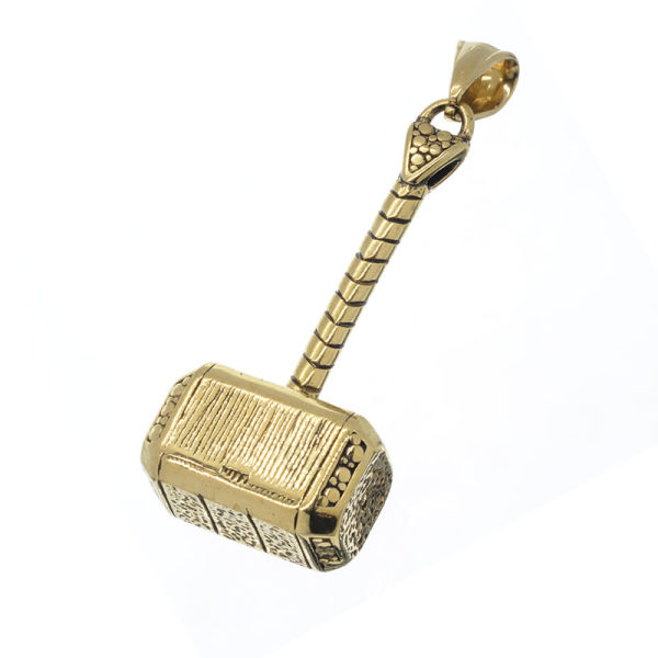 Edelstahlanhänger - Thors Hammer PVD-Gold