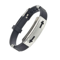 Vinyl Stainless Steel Bracelet - Double Cross