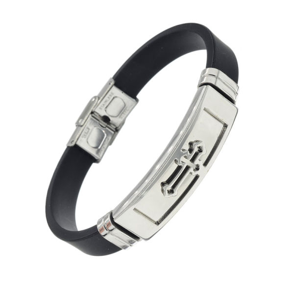 Vinyl Stainless Steel Bracelet - Cross