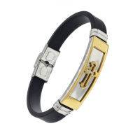 Vinyl Stainless Steel Bracelet - Cross