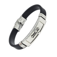 Vinyl Stainless Steel Bracelet - Cross - Steel