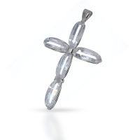 925 Sterling Silberanhänger - Kreuz mit Cubik...