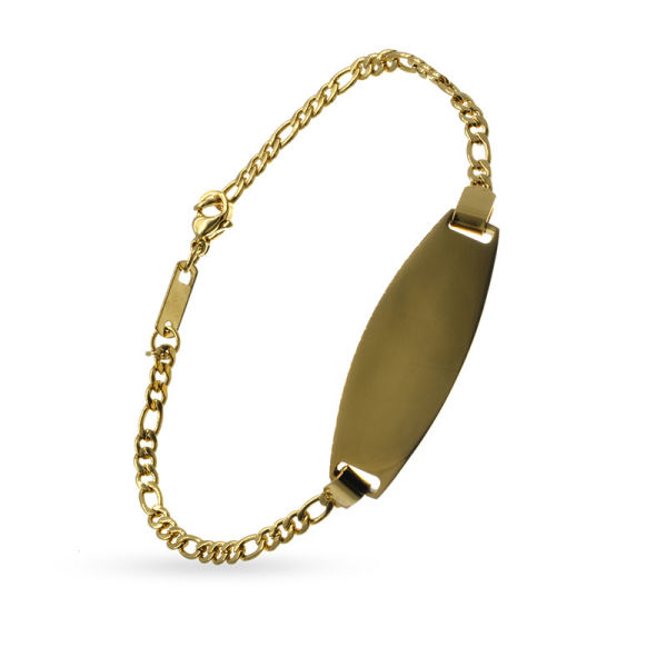 Edelstahlarmkette mit Gravurplatte goldfarben