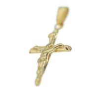 Edelstahlanhänger - Kreuz mit Jesus PVD-Gold