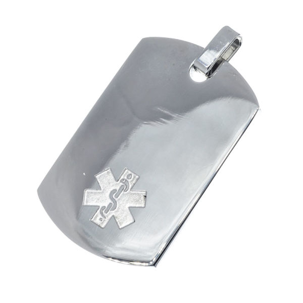 Edelstahlanhänger - Dogtag Stab des Äskulap Apothekersymbol