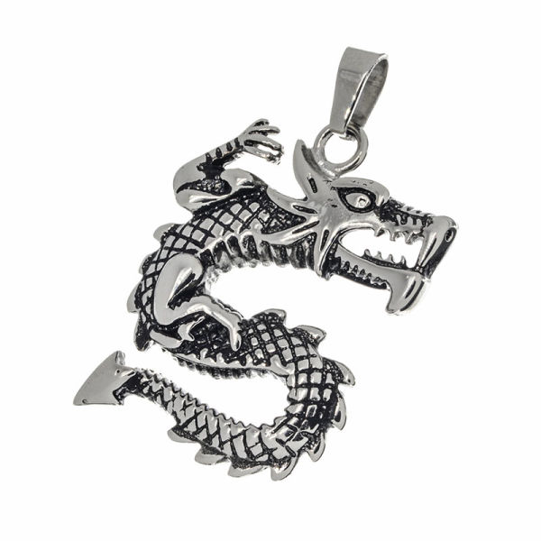 Edelstahlanhänger - Drachen ca. 35 x 27 x 4 mm (groß)
