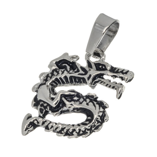 Edelstahlanhänger - Drachen ca 13 x 17 x 3 mm (klein)