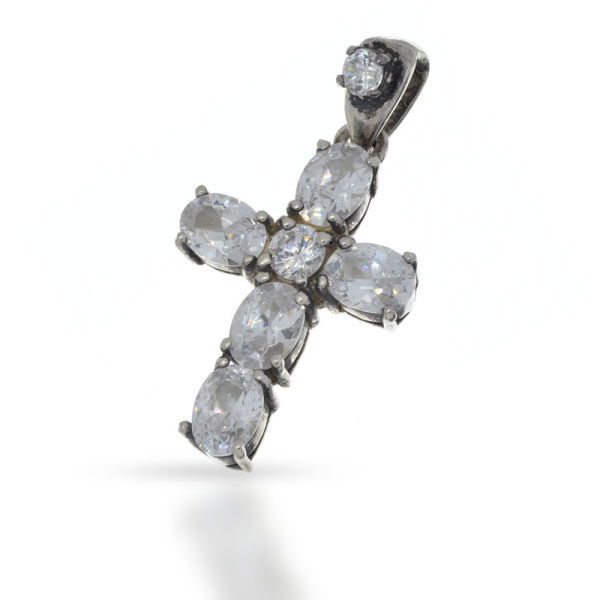 925 Sterling Silberanhänger - Kreuz mit Cubik Zirkonia "Dan"