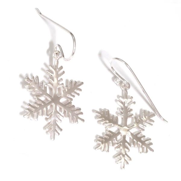 925 Sterling Silberohrhänger - kleine Schneeflocke