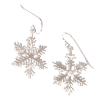 925 Sterling Silver Drop Earrings – Small Snowflake with Fine Side Branches