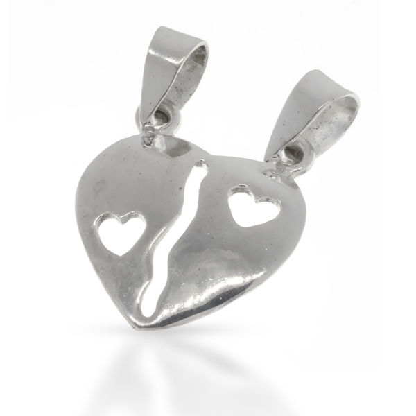 925 Sterling Silver Partner Pendant – Split Heart