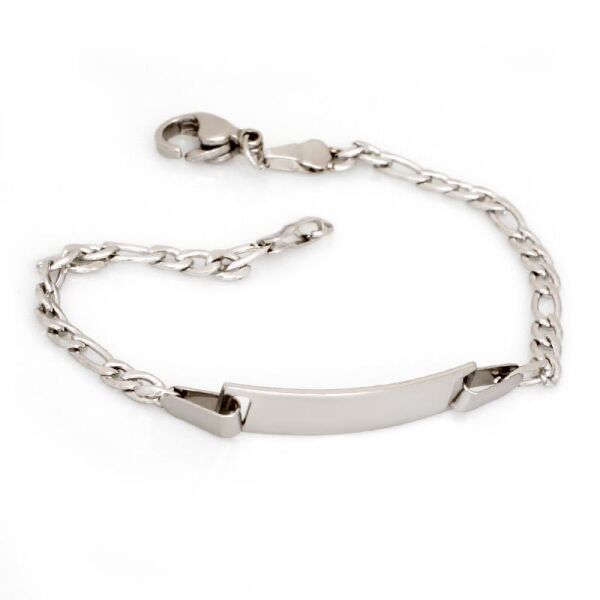 Edelstahl Figaroarmband mit Gravurplatte