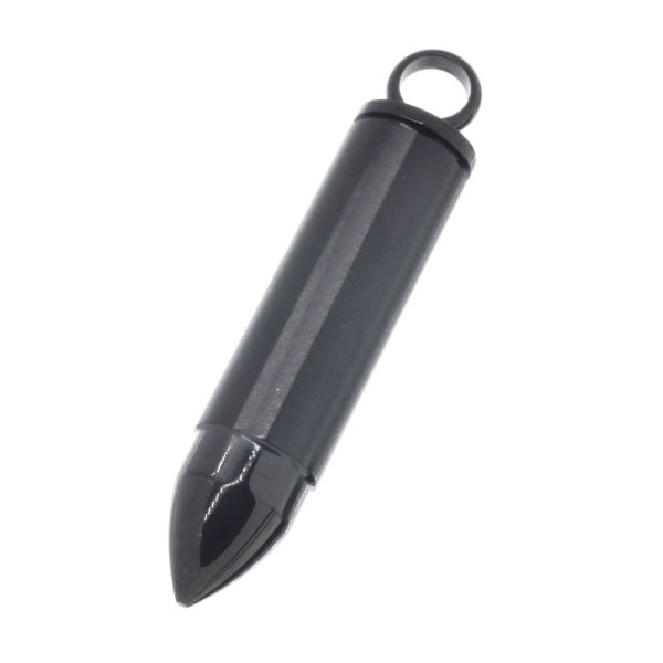Edelstahlanhänger - Patrone 9 mm - zum Öffnen PVD-Schwarz