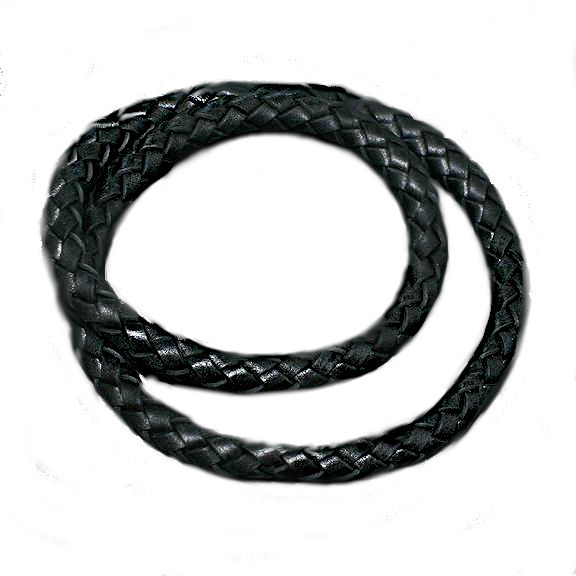 Lederband geflochten - schwarz 100 cm