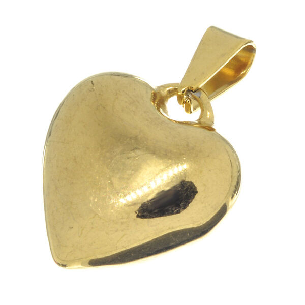 Stainless Steel Pendant – Small Domed Heart, Gold-Coloured