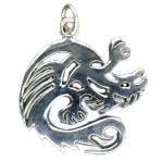 925 Sterling Silberanhänger - Drache flach