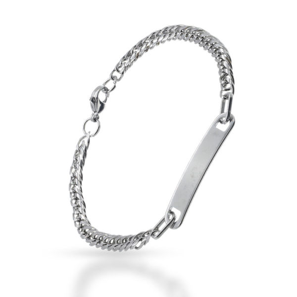 Edelstahlarmkette mit Gravurplatte