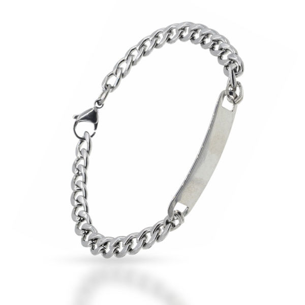 Edelstahlarmkette mit Gravurplatte