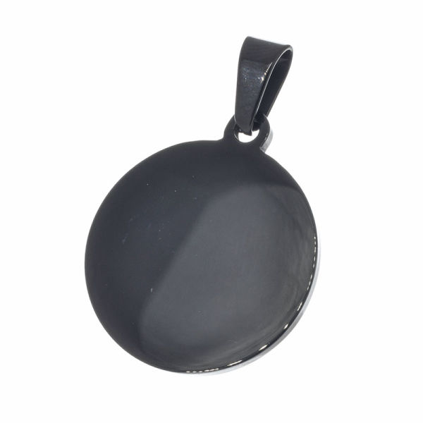 Stainless Steel Pendant- Round Engraving Plate Black