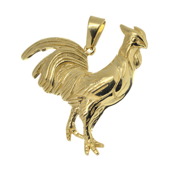 Edelstahlanhänger - Hahn goldfarben