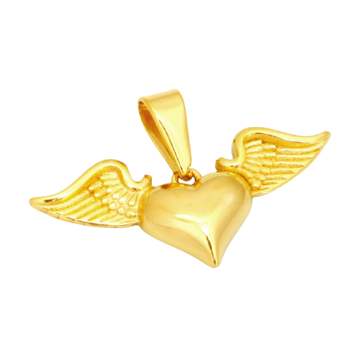 Stainless Steel Pendant – Small Heart with Horizontal Wings