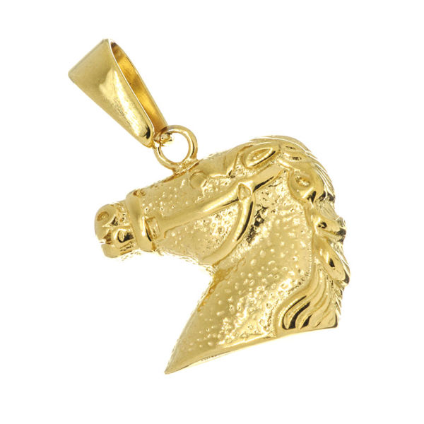 Edelstahlanhänger - Pferd goldfarben