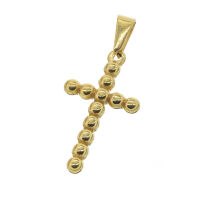 Edelstahlanhänger - Kreuz aus Kugelgliedern goldfarben