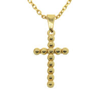 Edelstahlanhänger - Kreuz aus Kugelgliedern goldfarben