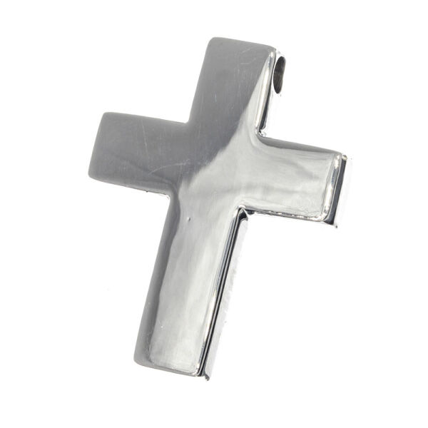 Stainless Steel Pendant – Compact Cross with Broad Bail